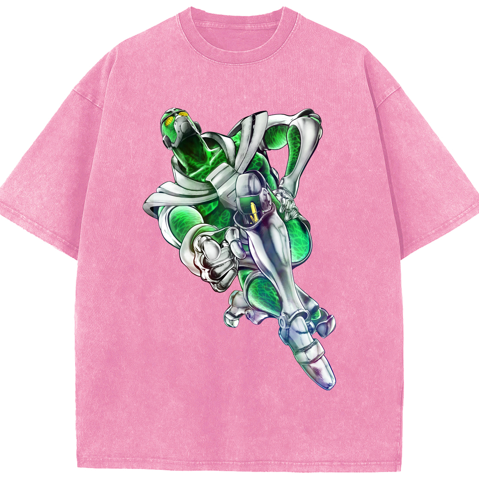 （画像用） ジョジョの奇妙な冒険 花京院 典明（かきょういん のりあき） JoJo's Bizarre Adventure Kakyoin Noriaki 綿100% ヴィンテージ風 半袖Tシャツ（フロントプリント）
